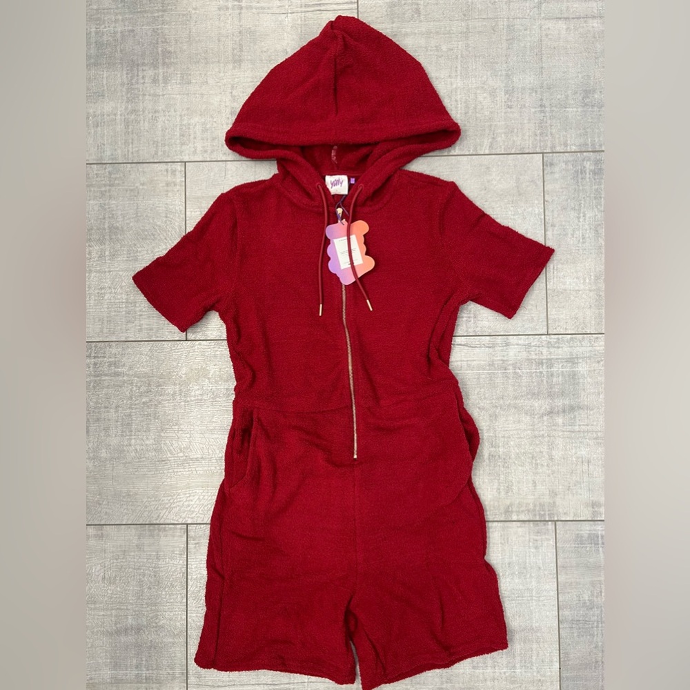 Fabletics Yitty Pet Me Kitty Short Romper, Red Sexy Super Soft Large